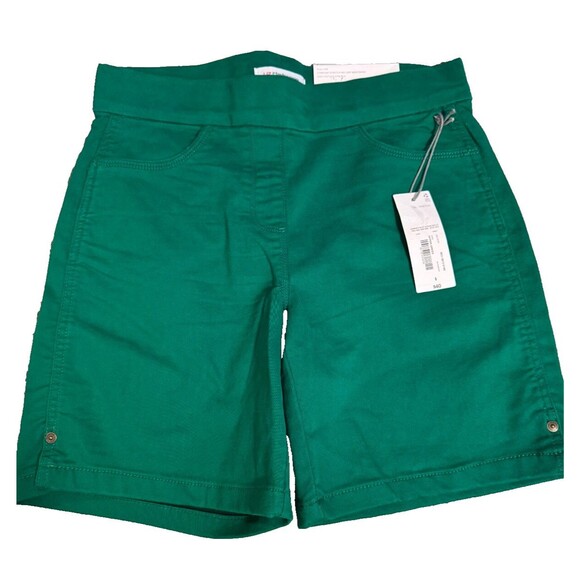 NWT Liz Claiborne Green Amber Shorts Sz. 6 Women Mid Rise Pull-on Stretchy - Picture 1 of 8